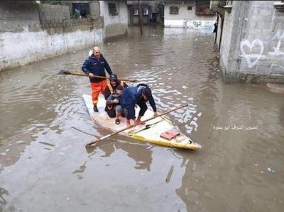 ガザの洪水と寝具支援